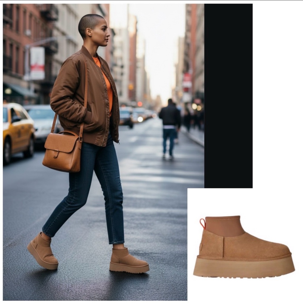 UGG Classic Mini Dipper Suede boots in the color Chestnut Size 7 NWT